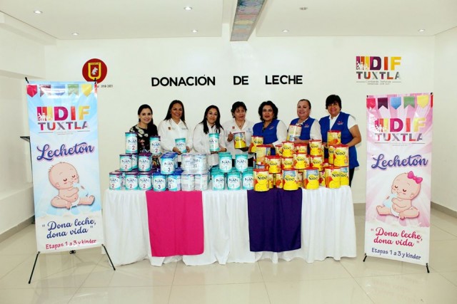 Donación de latas de leche en Polvo Voluntariado SMAPA y CMIC Chiapas